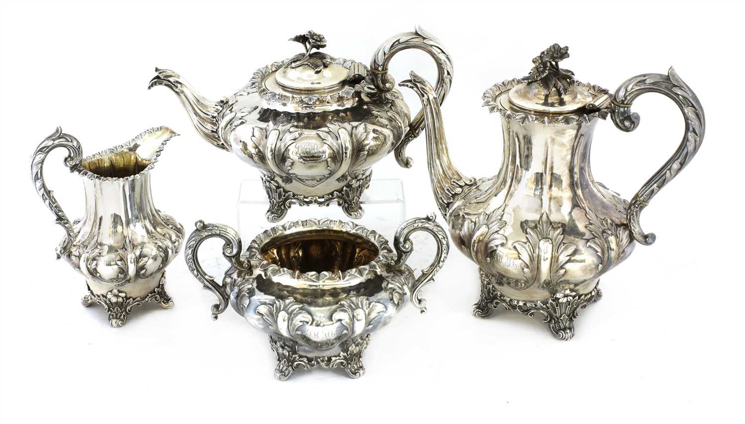 A George IV silver four piece tea set