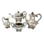 A George IV silver four piece tea set