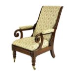 A mahogany reclining library armchair,