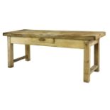 A Continental beech butcher's block table,