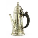 A large silver cut card coffee pot in the George I style,