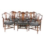 A set of ten George III-style mahogany shield back dining chairs,