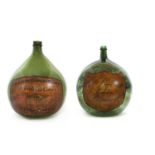 Two large French glass wine carriers,