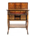 A Dutch walnut and marquetry inlaid bonheur-du-jour,