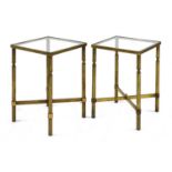 A pair of Regency-style brass occasional tables,