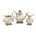 A Victorian silver three-piece tea service,
