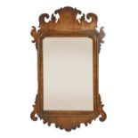 A small George II-style mahogany fretwork mirror,