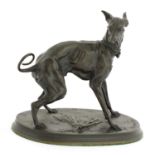 A bronze model of a whippet,