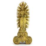 A Continental gilt brass figure of the Madonna and child,