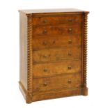 A Victorian walnut narrow chest,