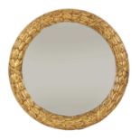 A Regency-style gilt-framed circular mirror,