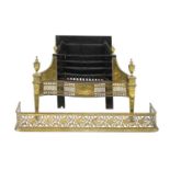 A neoclassical brass and cast iron fire grate,