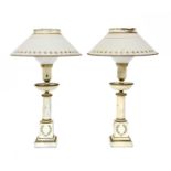 A pair of toleware table lamps,