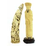 Two Chinese carved ivory figures,
