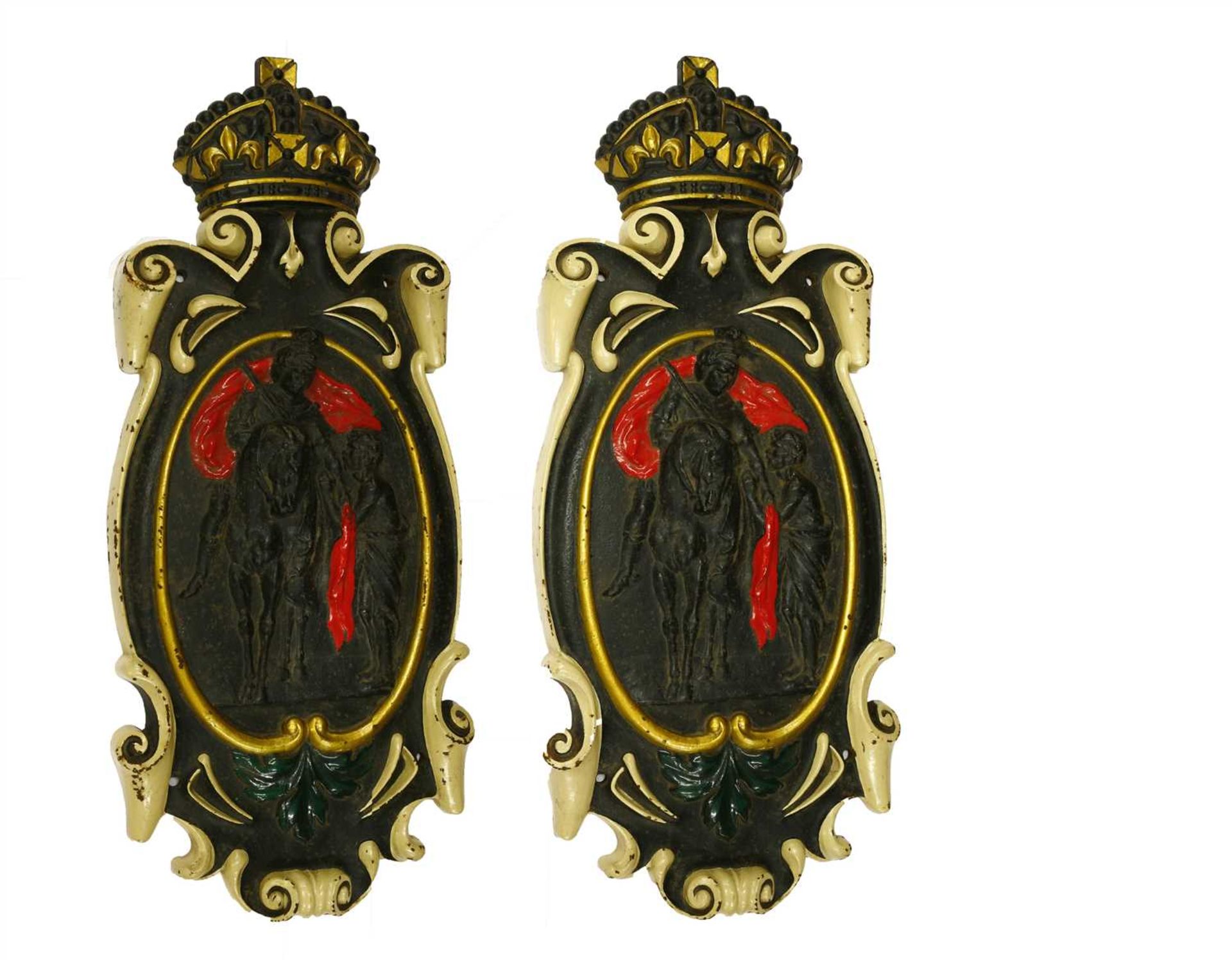 A PAIR OF MARTIN-IN-THE-FIELDS CAST IRON CHURCH PLAQUES,
