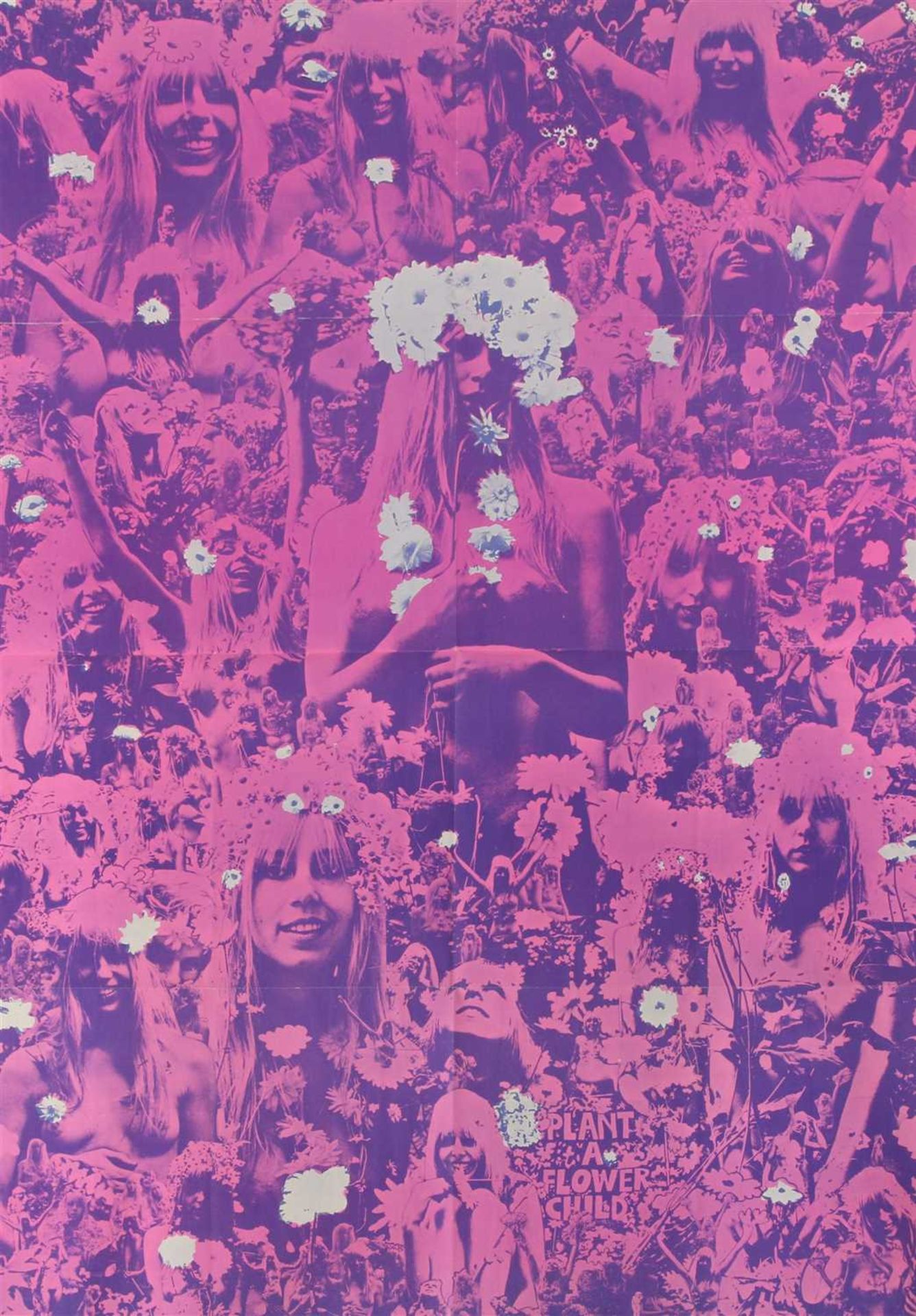 A RARE PINK 'PLANT A FLOWER CHILD' 1967 POSTER,