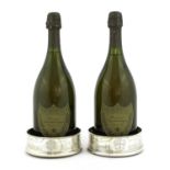 SILVER AND OAK CHAMPAGNE BOTTLE COASTERS,