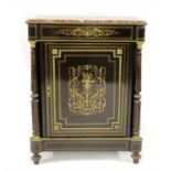 A French Louis XVI marble topped, gilt metal mounted and inlaid pier cabinet,