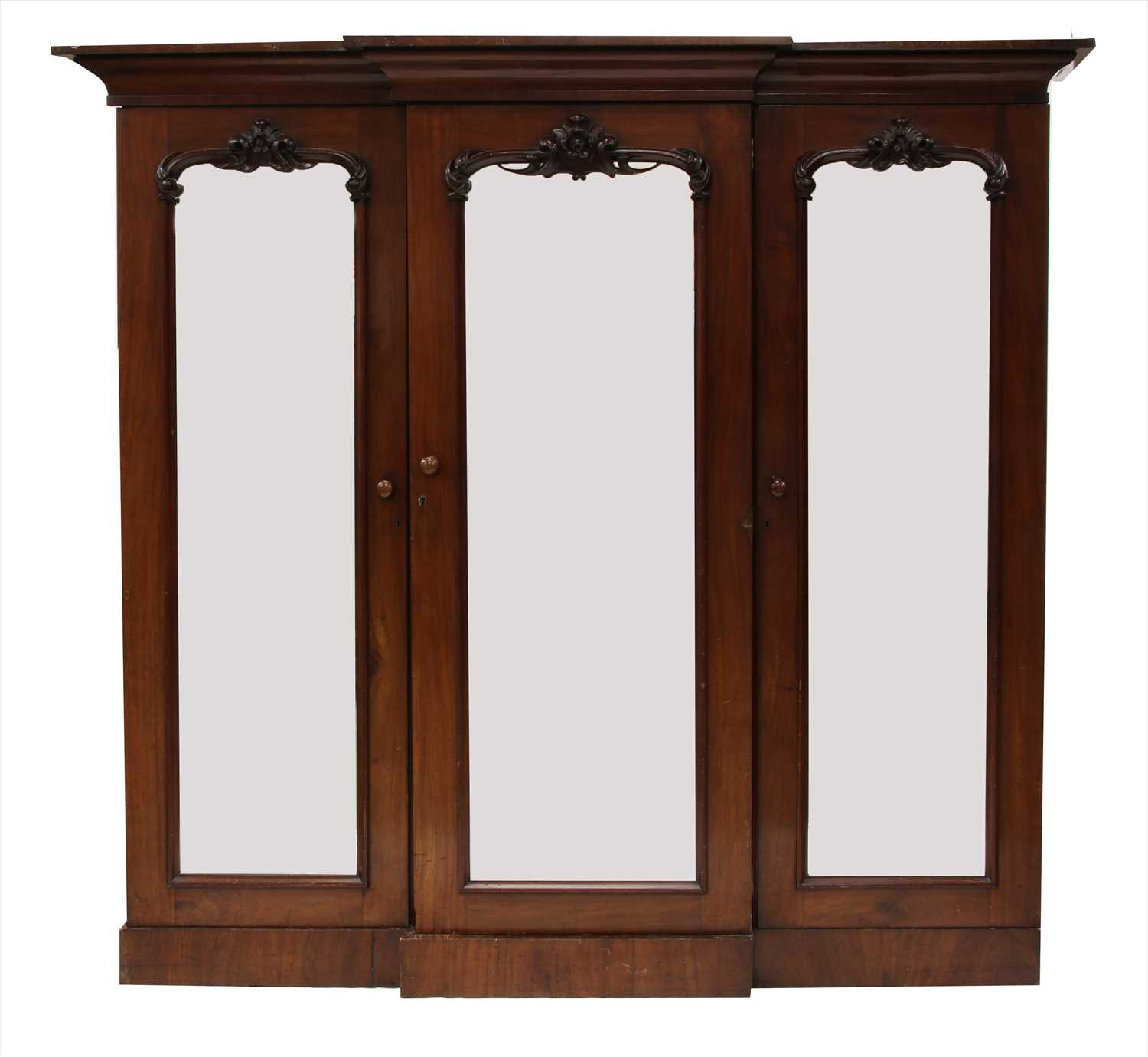 A Victorian mahogany breakfront wardrobe,