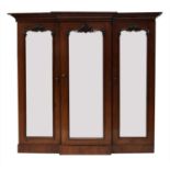 A Victorian mahogany breakfront wardrobe,