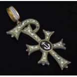 A Victorian gold micromosaic chi-rho pendant, c.1860,