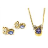 An 18ct gold tanzanite and diamond necklace,