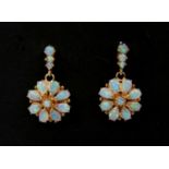 A pair of 9ct gold opal drop earrings,