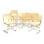 A set of eight tubular chrome 'Cesca' style dining chairs,