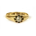 A Victorian 18ct gold single stone diamond ring,