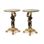 A pair of carved and painted blackamoor occasional tables,