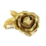 An 18ct gold rose brooch, c.1960,