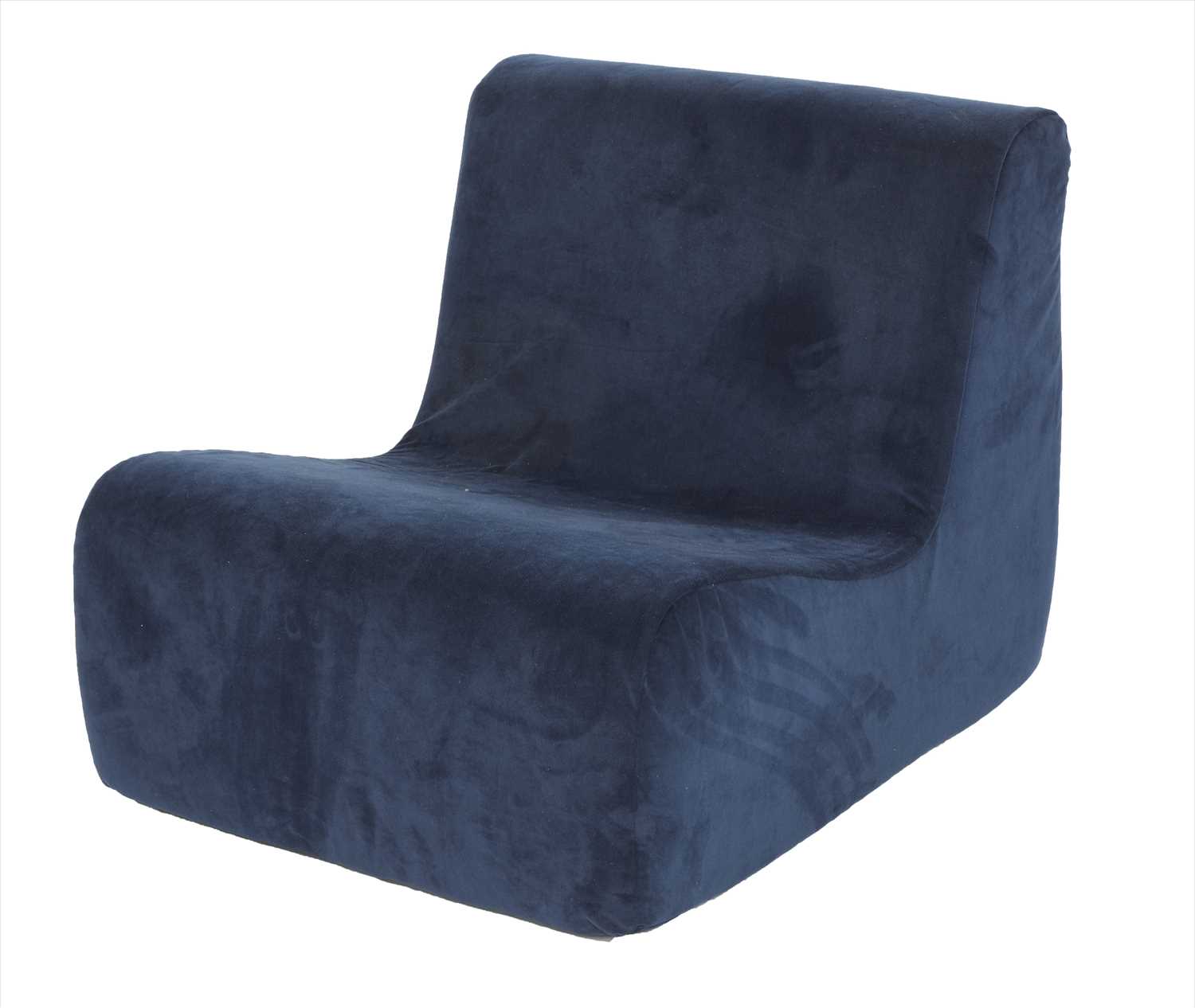 A blue velvet chair,