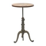 A specimen wood and iron occasional table,