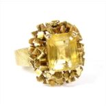 A gold citrine ring, c.1970,