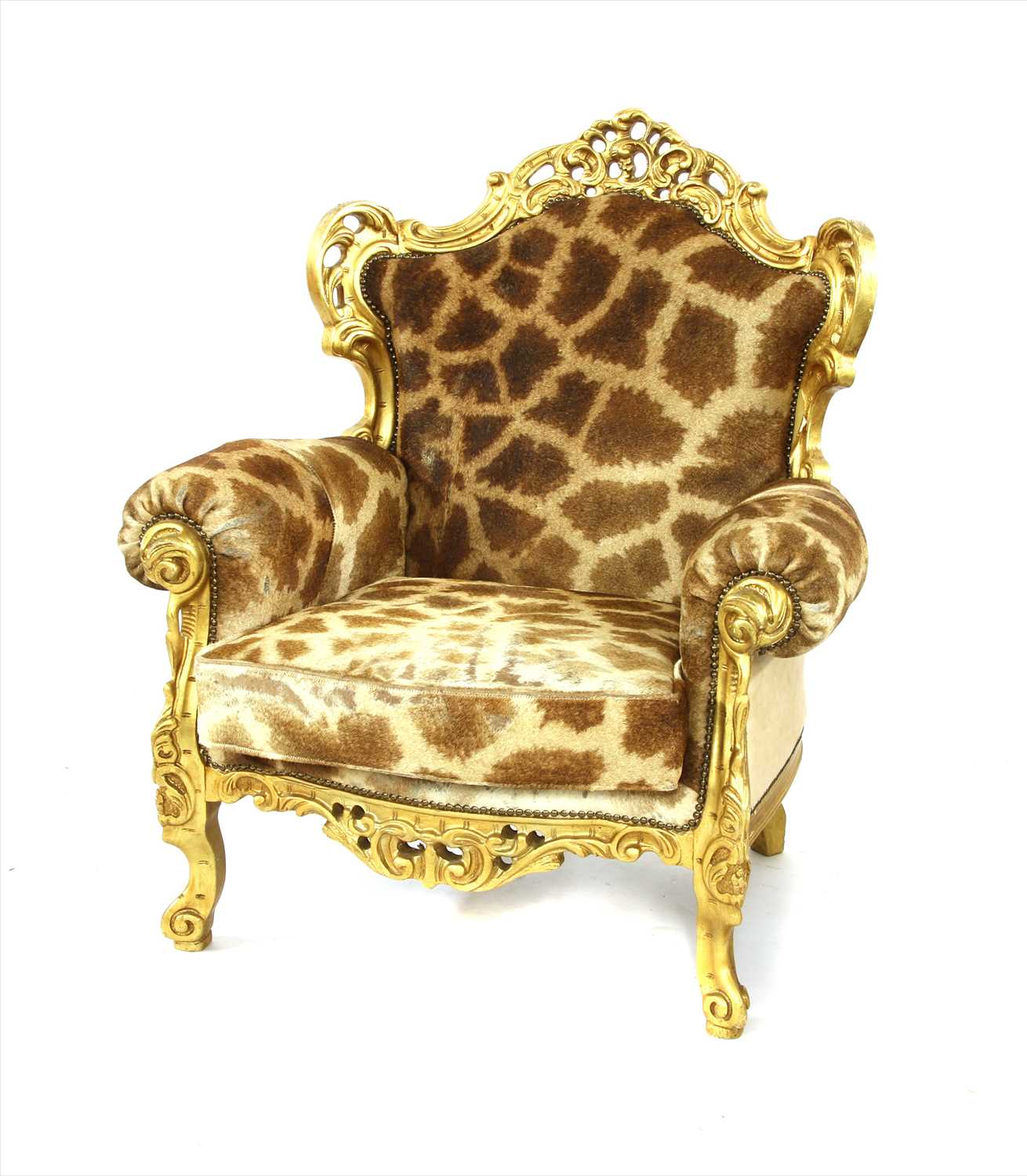 A Rococo style gilt armchair,