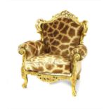 A Rococo style gilt armchair,