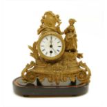 A 19th century gilt metal mantel clock,
