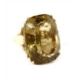 A 9ct gold smoky quartz ring,