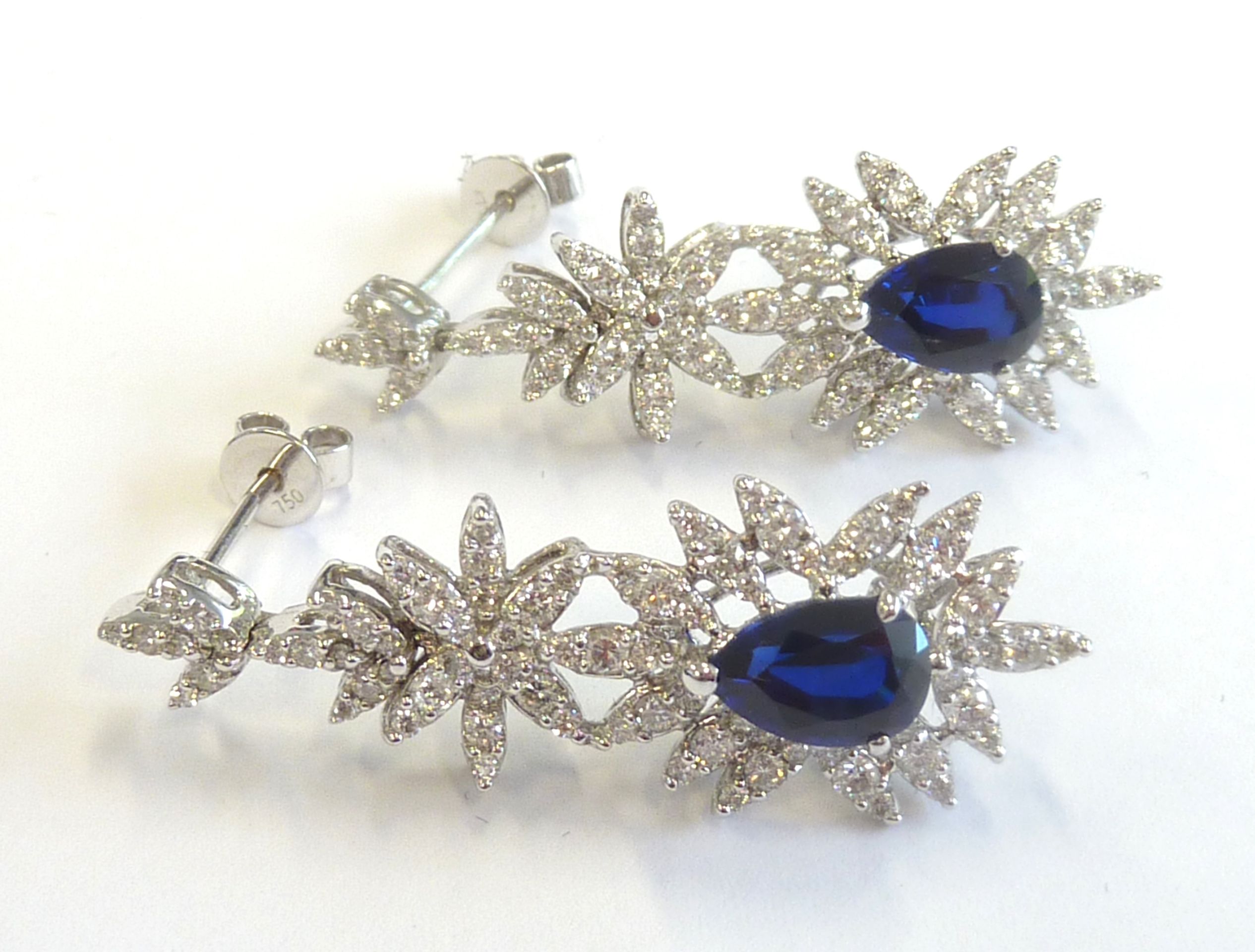 A pair of sapphire and diamond earrings (matching lot 334) - Image 4 of 7