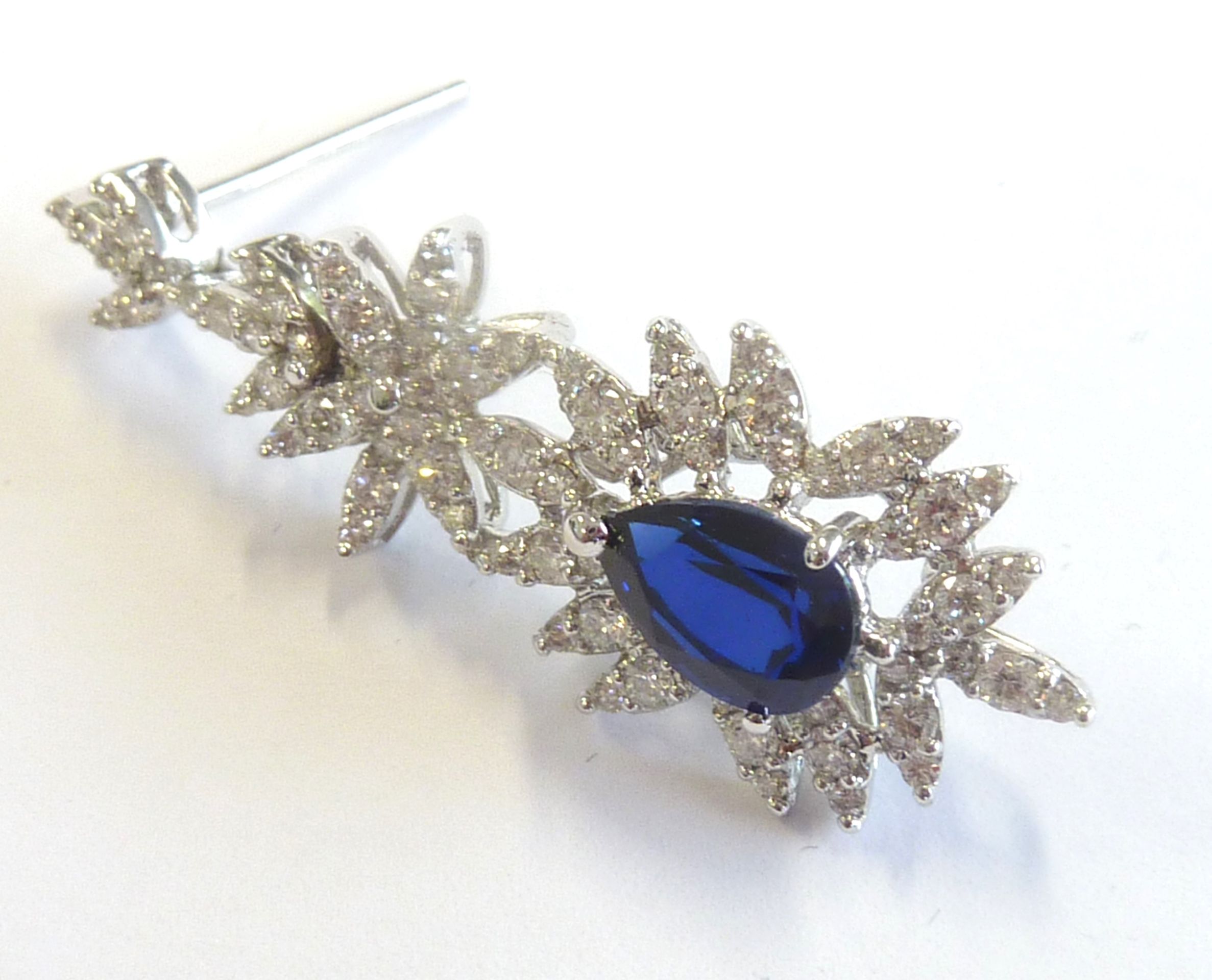 A pair of sapphire and diamond earrings (matching lot 334) - Image 3 of 7