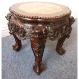 A late-19th century carved Chinese hardwood jardinière stand;