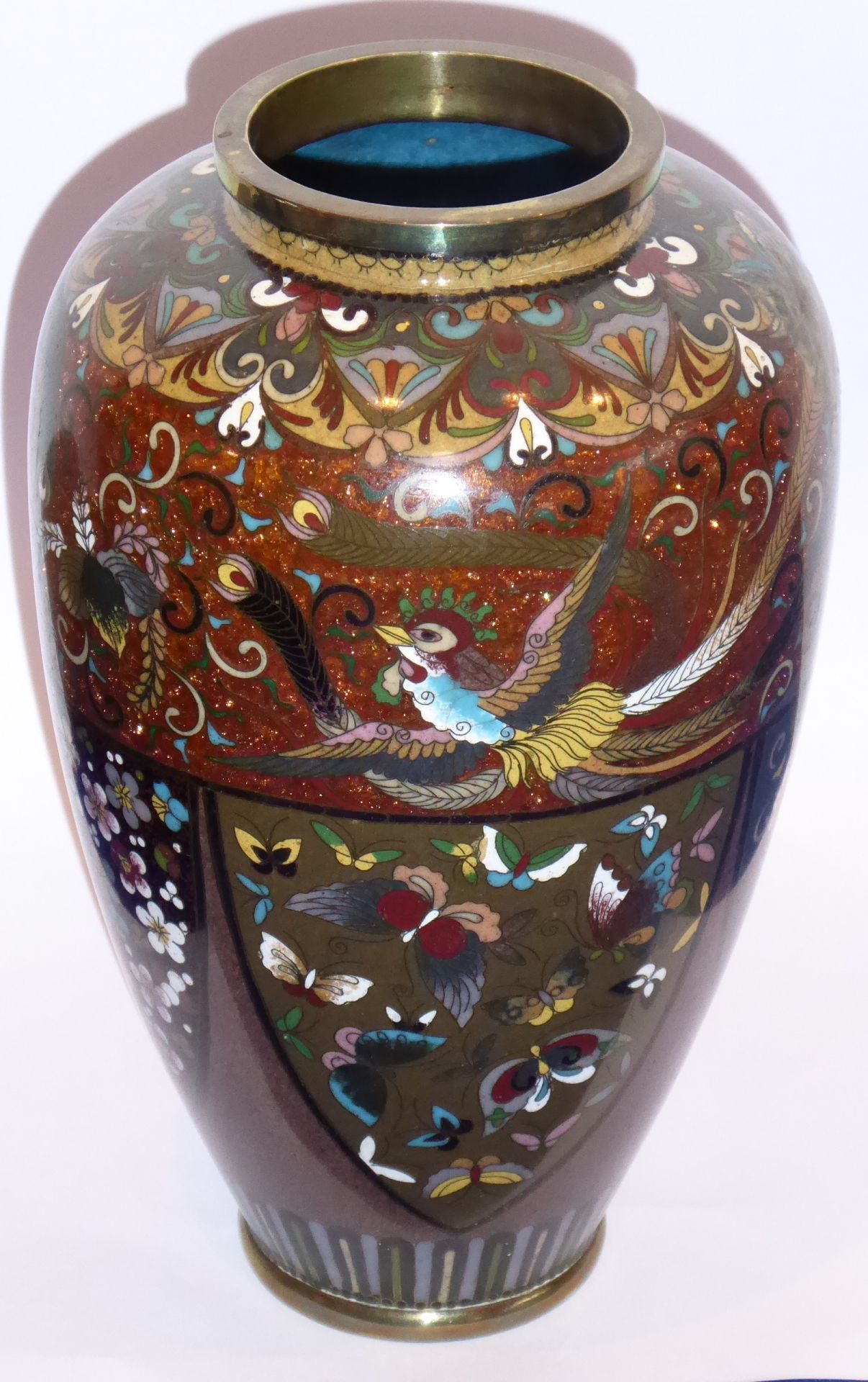 A late-19th / early-20th century Japanese cloisonné vase of baluster form;