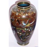 A late-19th / early-20th century Japanese cloisonné vase of baluster form;