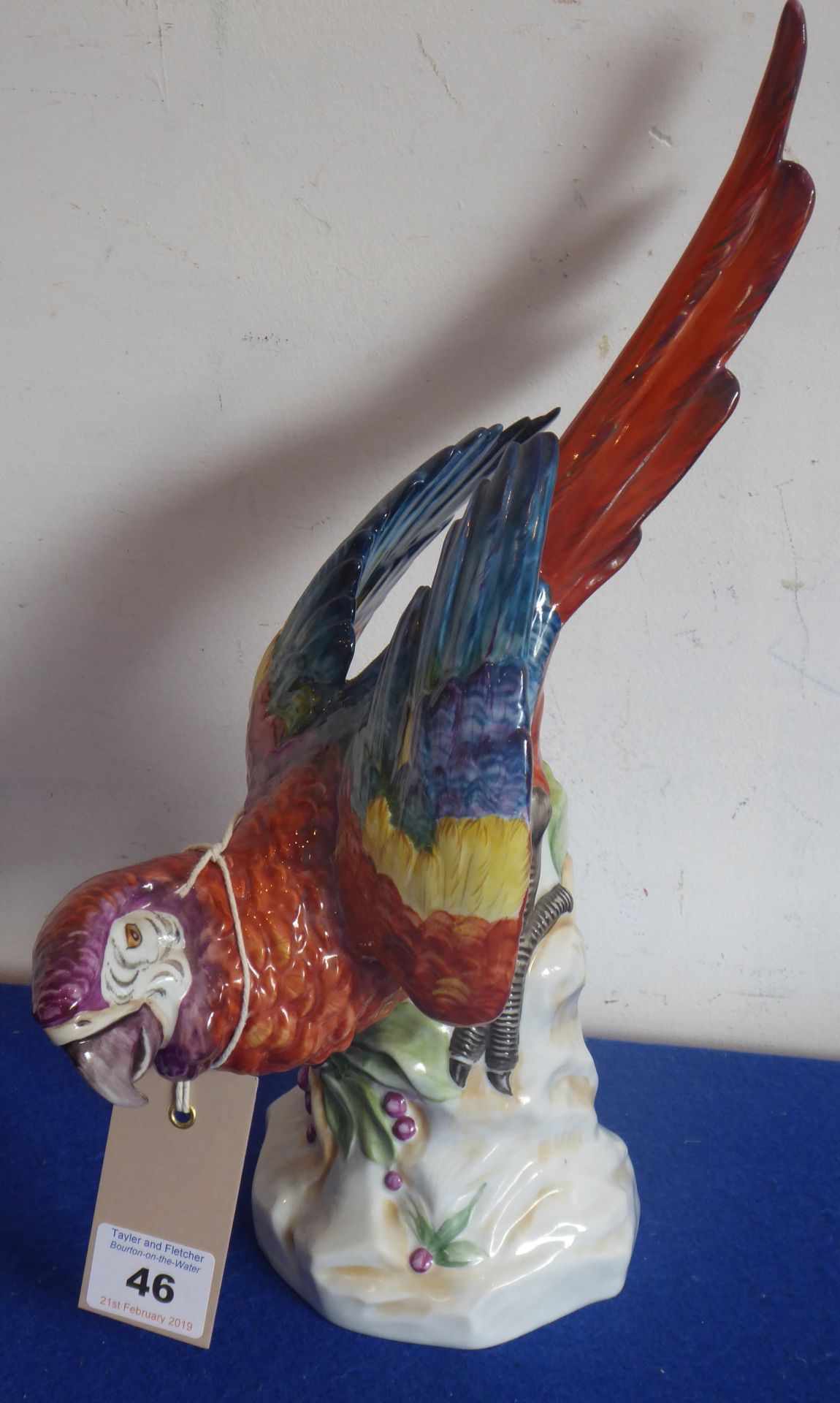 A late-19th / early-20th century German porcelain model of a parrot by the Unter Weiss Bach Factory, - Image 3 of 4