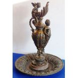 A large and heavy cast bronze ewer and rose bowl in Italianate Renaissance style;