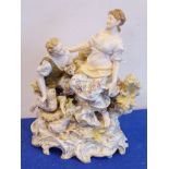 An early 20th century hand-decorated Continental porcelain figure group model;