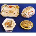 A Royal Crown Derby group to include a small rectangular trinket tray (9.