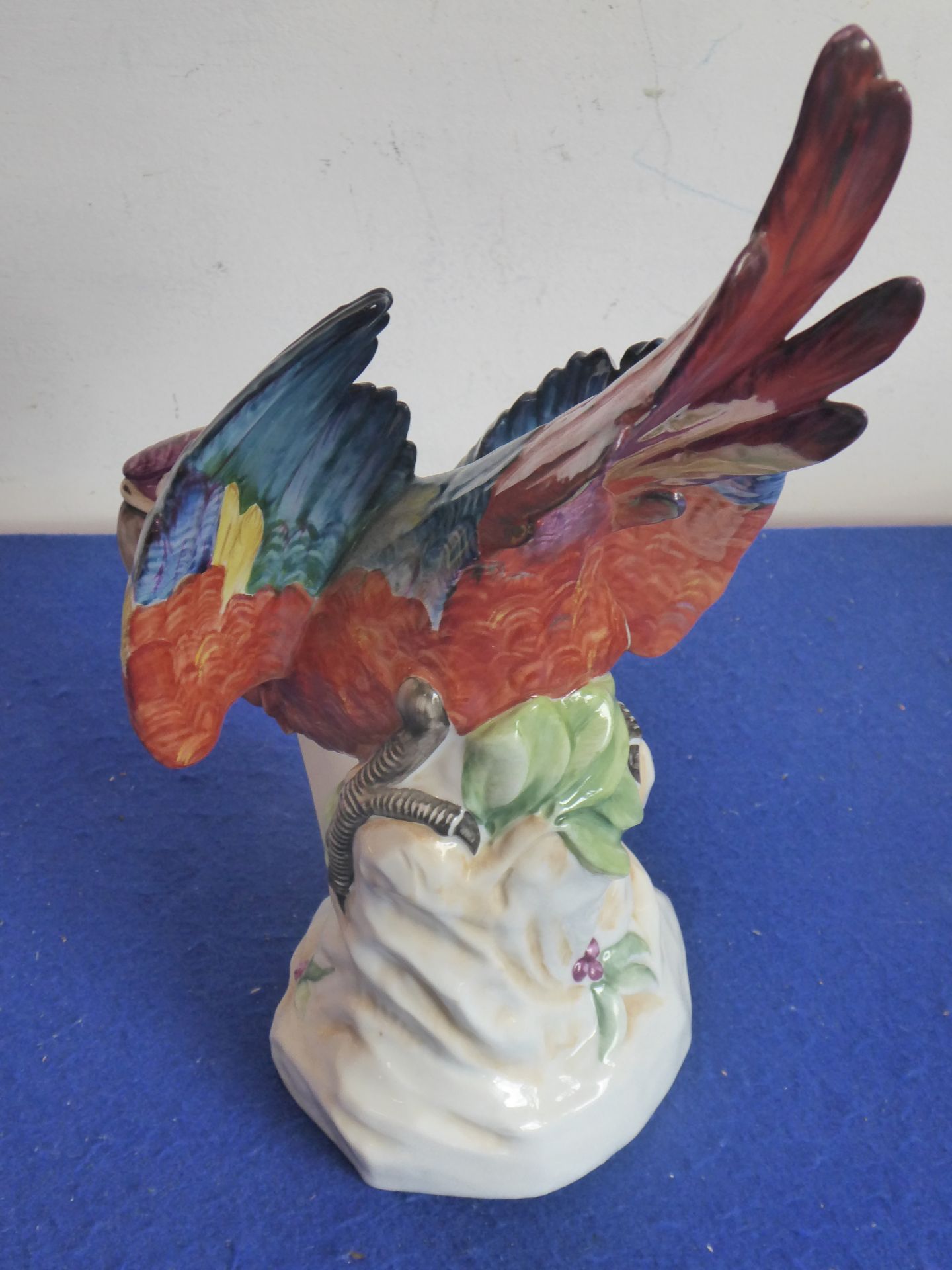 A late-19th / early-20th century German porcelain model of a parrot by the Unter Weiss Bach Factory, - Image 2 of 4