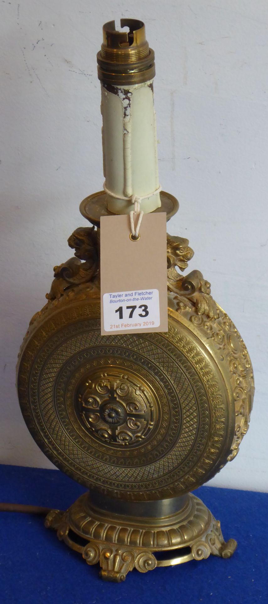 A 19th century gilt-bronze vase (now as a table lamp);