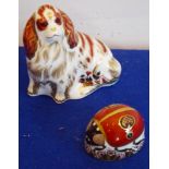 Two Royal Crown Derby paperweights: a Cavalier King Charles spaniel and a ladybird (2)